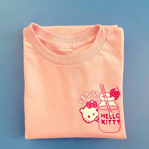 New Sanrio Hello Kitty Strawberry Milk Kawaii Pink T-shirt - Picture 5 of 9